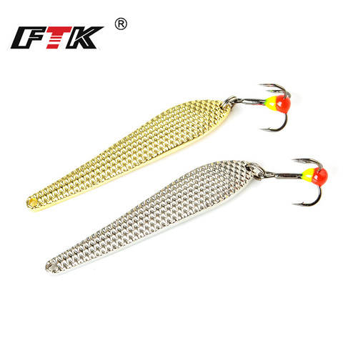 FTK 1pc 7g/12g Metal Spinner Spoon Winter Ice Fishing Lure 55mm/70mm Gold Silver Hard Baits With Treble Hook For Trout Pike ► Photo 1/6