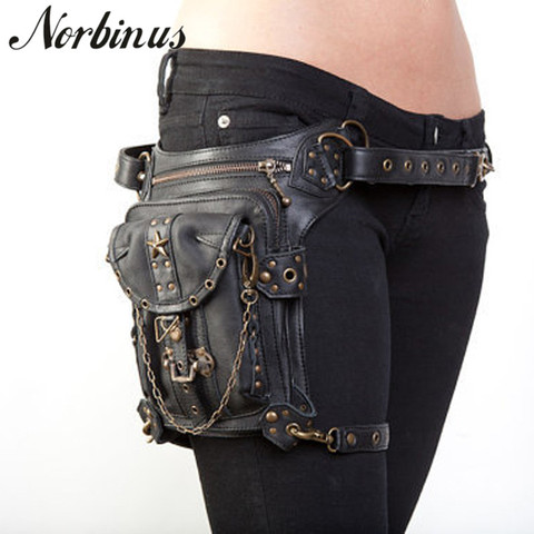 Norbinus Steampunk Waist Leg Bags Women Men Victorian Style Holster Bag Motorcycle Thigh Hip Belt Packs Messenger Shoulder Bags ► Photo 1/6