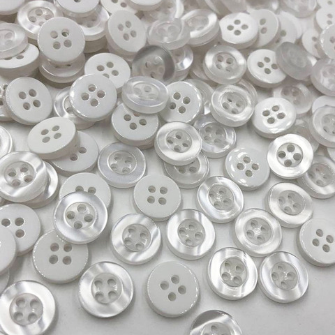 100pcs White color 4holes buttons shirt buttons apparel supplies sewing accessories 11mm PT160 ► Photo 1/2
