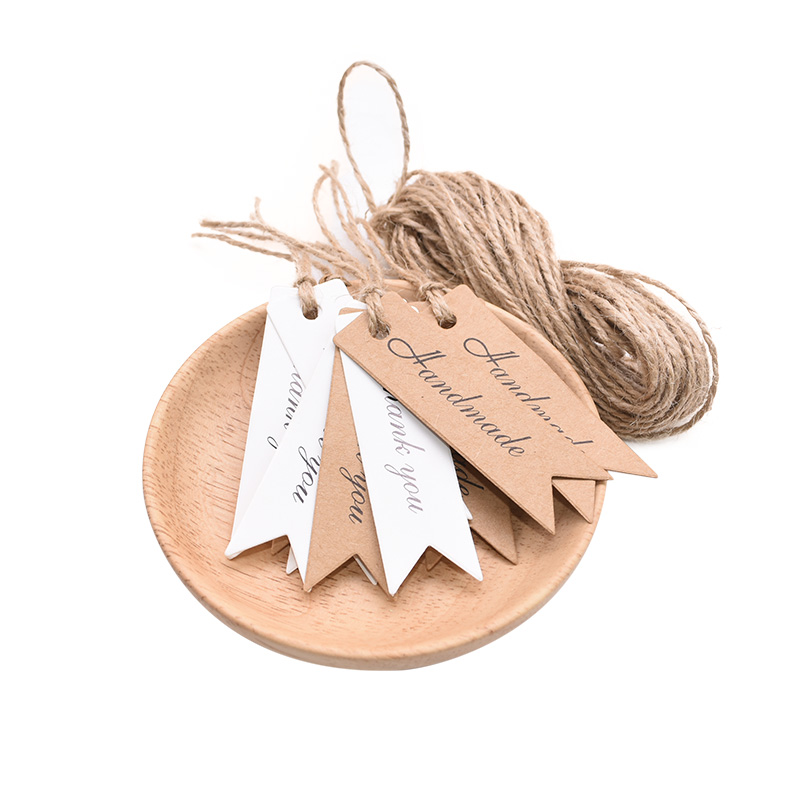 Handmade 100xKraft Paper Hang Tags Wedding Party Favor Label Price Tag- 