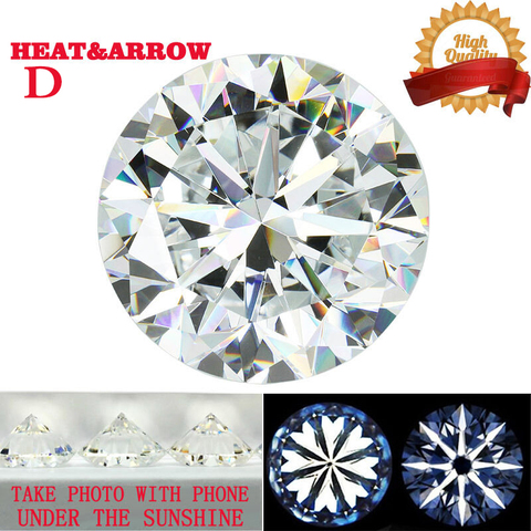 D Color Moissanite Loose Stone Round Brilliant Cut 1ct 3ct 5ct Whiite VVS1 Hearts Arrows Excellent Cut Lab Grown Diamond ► Photo 1/3