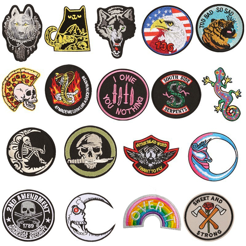 Retro Skull Motorcycles Biker Rock Punk tattoo Hardcore Clothes Jeans Iron  Patch