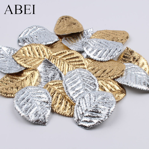 50pcs Double Sides Gold Silver Leaves High Quality Foam Soft leaf For Handmade Crafts DIY Scrapbook Christmas Gift Wedding Decor ► Photo 1/6