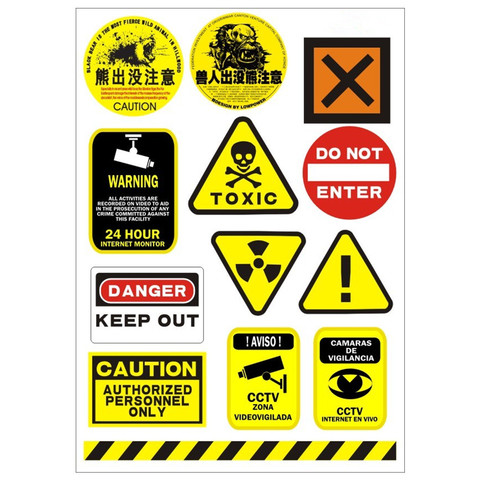 DANGER Warning Signs Stickers For Ipad Laptop skins Tablet PC stickers BICYCLE  MOTORCYCLE Waterproof Sunscreen PVC Car Stickers ► Photo 1/6