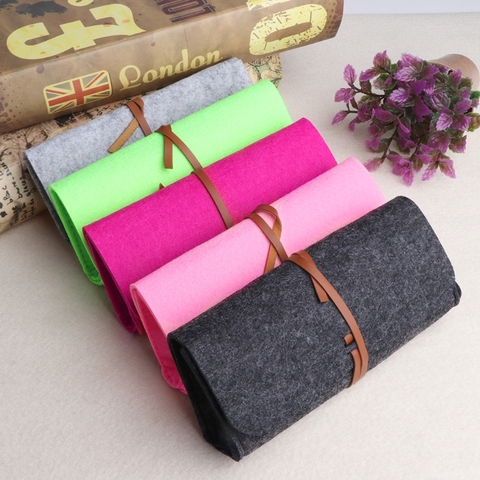 Women Men New Felt Sunglasses Bags Cases Portable Soft Glasses Package Accessories Belt Closure ► Photo 1/6