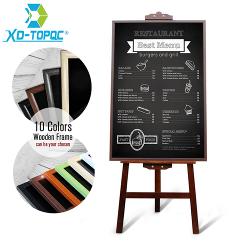 60*90cm Restaurant Menu Chalkboard Magnetic Blackboard Pine MDF Wood Frame Black Message Boards With Easel Factory Direct Sell ► Photo 1/6