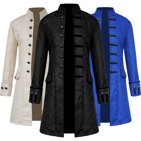 Men Victoria Edwardian Steampunk Trench Coat Frock Outwear Vintage Prince Overcoat Medieval Renaissance Jacket Cosplay Costume ► Photo 1/6