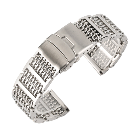 20/22/24mm Silver/Black Mesh Stainless Steel Watchband Luxury Adjustable Fold Clasp Watches Strap for Men Replacement Bracelet ► Photo 1/6