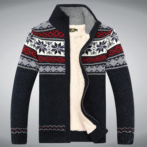 Cotton Wool 2022 Winter Sweater Thicken Fleece Men Cardigan Knitted Blusa Masculina Men's Sweatercoat Size S -3XL Knitwear ► Photo 1/6