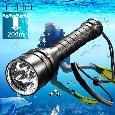 Diving for LED Flashlight Torch 5*T6 L2 Dive Torch 200M Underwater Waterproof Tactical Professional Dive Lantern Lamp ► Photo 1/6