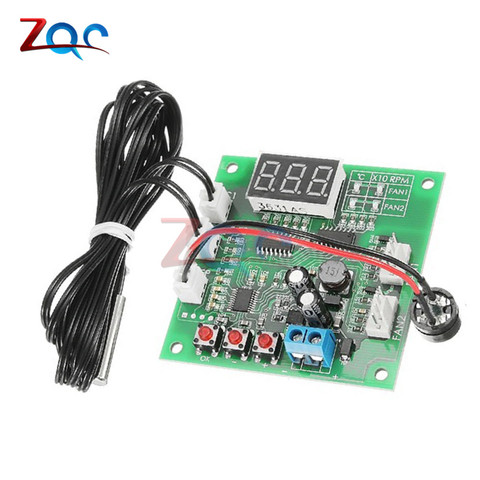 Two Way Heat Dissipation PWM Four Wire Fan Temperature Controller 12V 24V 48V Temperature Speed LED Display Stop Alarm Board ► Photo 1/6