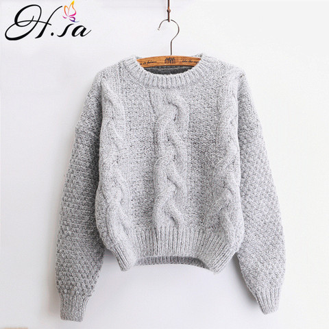 H.SA Women Sweaters Warm Pullover and Jumpers Crewneck Mohair Pullover Twist Pull Jumpers Autumn 2022 Knitted Sweaters Christmas ► Photo 1/6