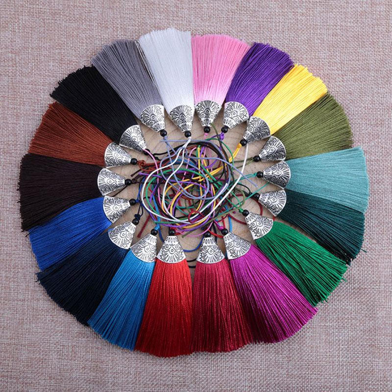 5Pcs Silk Tassels with Hanging Ring Silk Sewing Tassel Trim Decorative Key  Chain Tassels for DIY Craft Home Decor