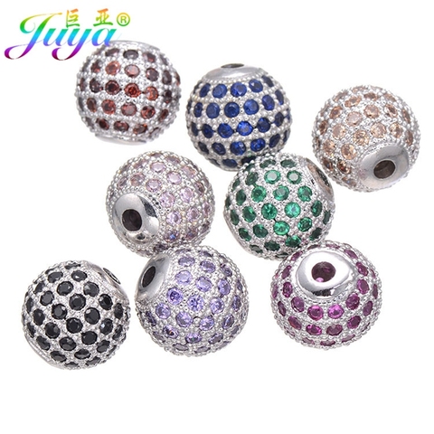 Juya DIY 8mm 10mm 12mm 14mm Birthstone Metal Disco Ball Beads Supplies For Natural Stones Beadwork Bracelet Necklace Making ► Photo 1/6