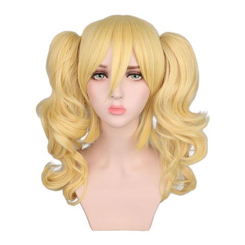 QQXCAIW Long Wavy Cosplay Mixed Blonde Wig Costume 2 Ponytails Heat Resistant Synthetic Hair Wigs ► Photo 1/3