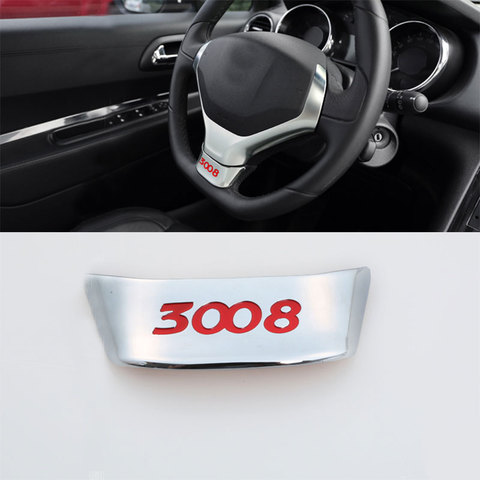 Jameo Auto Car Styling ABS Chrome Steering Wheel Decoration Trim Sticker for Peugeot 3008 2014 2015 2016 Car Accessories ► Photo 1/4