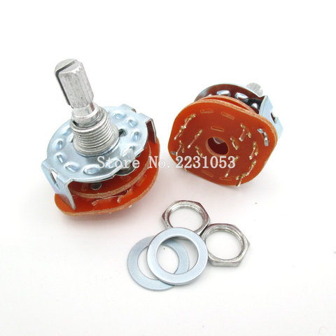 2PCS/LOT RS25 Shaft Panel Mount 2P6T Rotary Switch Selector Band 2 Pole 6 Position Knob Switch Band Switches ► Photo 1/1