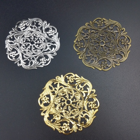 20Pcs/lot 45mm Filigree Round silk flower  Wraps Connectors Embellishments Findings   Wraps Connectors For DIY Jewelry Making ► Photo 1/6