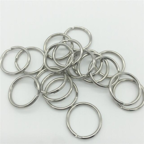 50pcs/lot 12mm 15mm 20mm 25mm 28mm Stainless Steel Hole Key Ring Key Chain Rhodium Plated Round Split Keychain ► Photo 1/6
