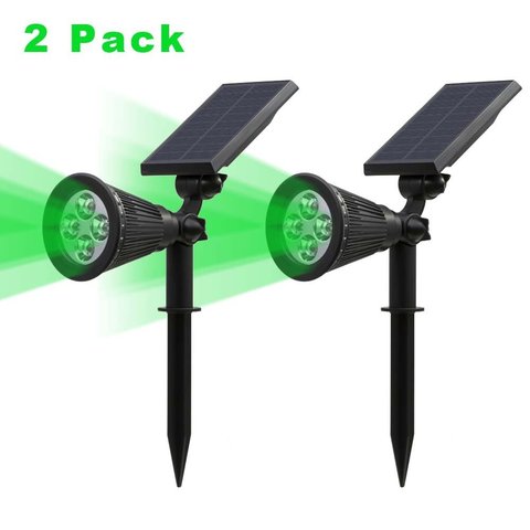 T-SUN 2 PACK LED Solar Spotlight 4 Led Green Waterproof Outdoor Security Garden Landscape Lamps for Tree Yard Lawn Pathway Deck ► Photo 1/6