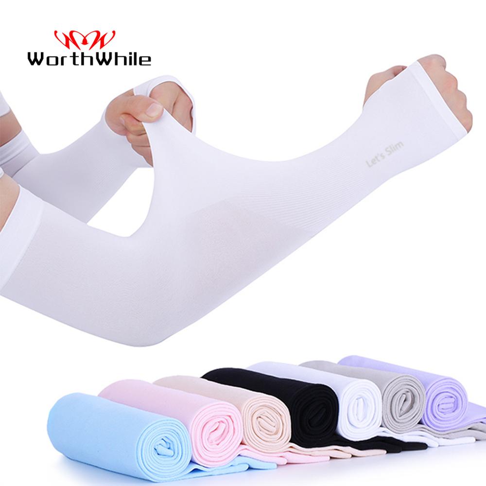 Summer Ice Fabric Arm Sleeves Sunscreen Sports UV Protection for Running Cycling 
