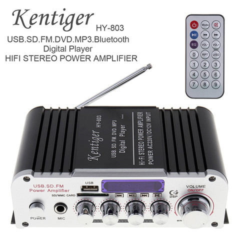 Kentiger 2CH HI-FI Bluetooth Car Audio Power Amplifier FM Radio Player Support SD USB DVD MP3 Input for Car Motorcycle Home ► Photo 1/6