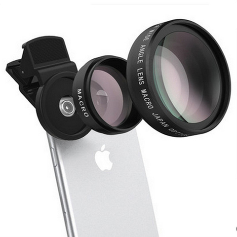 Phone Lens Kit 0.45X Wide Angle + 10X Macro Lens Clip-on Cellphone Camera Without Dark Corner For iphone Huawei For Mobile Phone ► Photo 1/6
