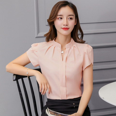 Korean Fashion Womens Tops and Blouses Chiffon Women Blouses Short Sleeve White Shirts Plus Size XXL Ladies Tops ► Photo 1/6