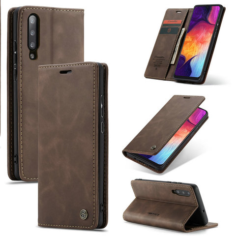 CaseMe For Samsung A50 A 50 Cases Magnetic Flip Leather Case Cover Wallet Card Slots Design Business Vintage Book For Galaxy A50 ► Photo 1/6