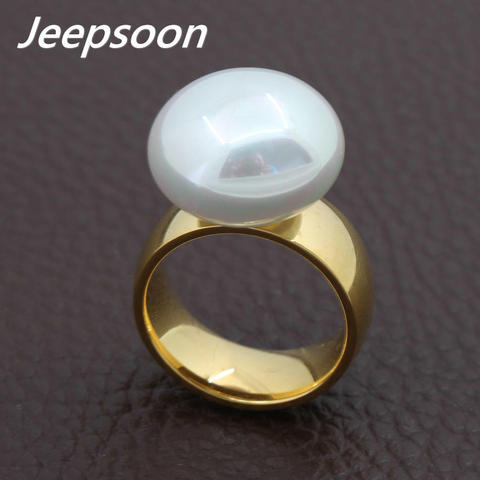 Wholesale Newest Fashion Jewelry Stainless Steel Rings With Simulated Pearl For Women Gold And Silver Color For Choose RBJADNAJ ► Photo 1/6