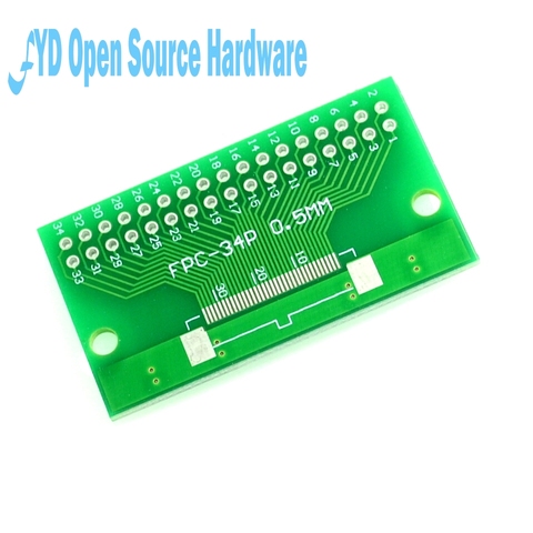 5pcs FPC 34PIN DIP adapter board FFC to 2.54 TFT LCD spacing 1mm and 0.5mm ► Photo 1/2
