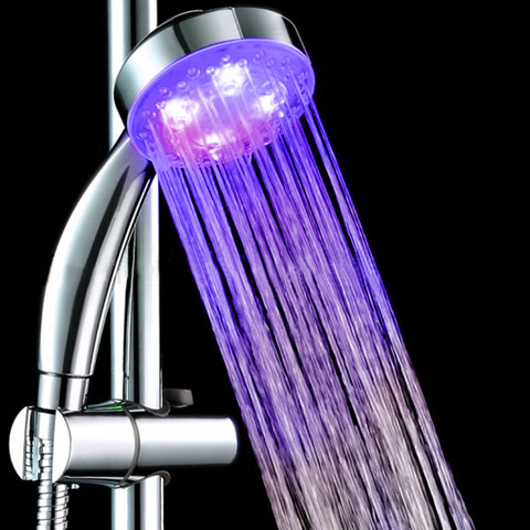 Colorful Romantic Automatic Magic 7 Color Rainfall Shower Head 4 LED Lights Handing Round Head Bath Bathroom Water Shower Heads ► Photo 1/6