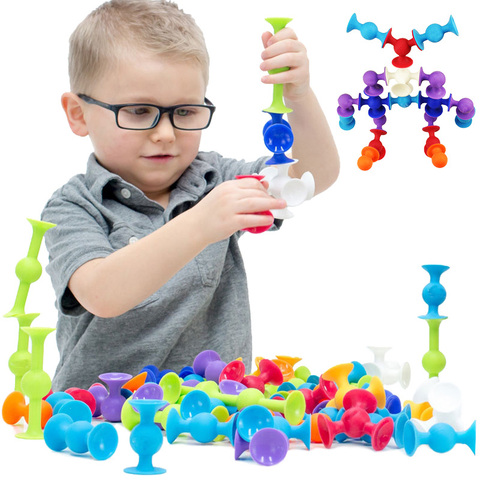 Soft Building Blocks Kids DIY Squigz Sucker Funny Silicone Block Model Construction Toys Creative Gifts For Children Boy ► Photo 1/6