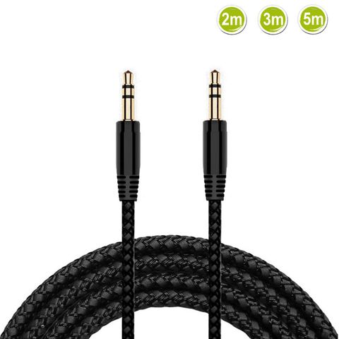 New 2/3/5m Nylon Braid Jack 3.5mm Audio Cable Male Stereo AUX Cable M/M Headphone Cord for iPhone Car Speaker Earphone MP3/4 ► Photo 1/6