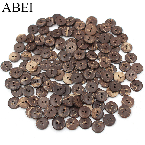 11mm 100pcs/lot Natural 2-Holes Round Coconet Buttons Sew Tools Accessories Handmade Scrapbook Wedding Crafts DIY Wooden Button ► Photo 1/6