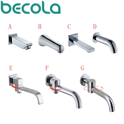 BECOLA Wall Mounted Faucet Spout Square and Round Brass Chrome Spouts Shower Faucet Accessories ► Photo 1/6