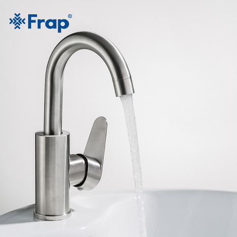 Frap New Arrival Hot and Cold Water mixer Brushed 304 stainless steel Bathroom Faucet Basin tap Bath Sink Faucet F1348 ► Photo 1/6
