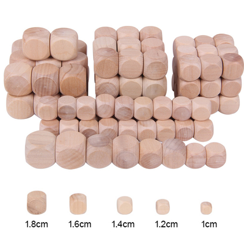 10pcs D6 6 Sided Blank Wood Dice For Party Family DIY Games Printing Engraving Kid Toys ► Photo 1/6