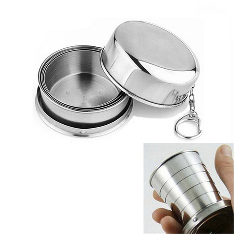 1Pcs Stainless Steel Folding Cup Travel Tool Kit Survival EDC Gear Outdoor Sports Mug Portable for Camping Hiking Lighter ► Photo 1/6