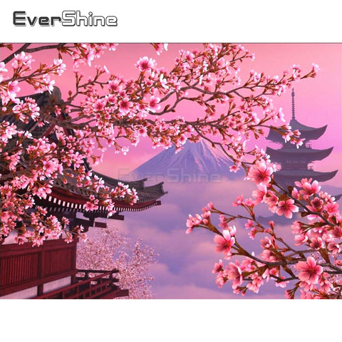 EverShine Diamond Embroidery Landscape Picture Of Rhinestones Full Square Japanese Diamond Painting Cherry Blossoms Home Decor ► Photo 1/6