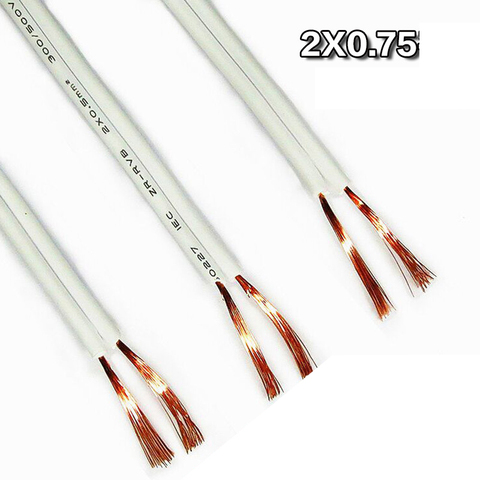 Household electric wire 0.75 soft white double line Flame retardant copper RVB2X0.75 flat wire cable 10meter ► Photo 1/5
