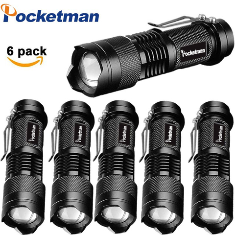 Powerful Tactical Flashlights Portable LED Camping Lamps 3 Modes Zoomable Torch Light Lanterns Self Defense 6pcs/Lot z50 ► Photo 1/6