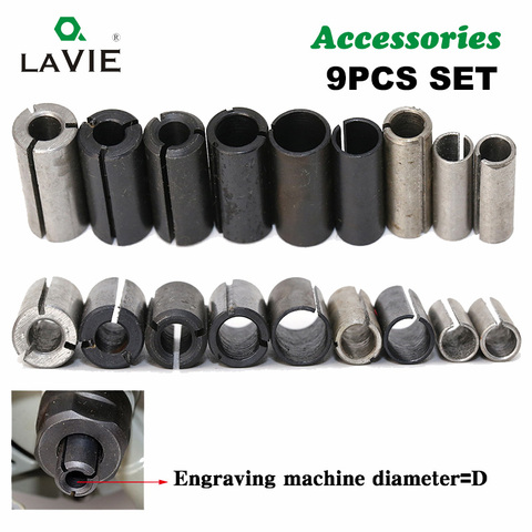 LA VIE 9pcs High Precision Adapter Collet CNC Router Bit Tool Adapters Milling Cutter Holder 6mm 6.35mm 8mm 10mm 12mm 12.7mm 402 ► Photo 1/5