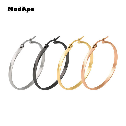 MadApe Anti Allergic Stainless Steel Large Hyperbole Earrings Wide Edge Hoop Earrings Round Circle Earrings Nightclub Jewelry ► Photo 1/6