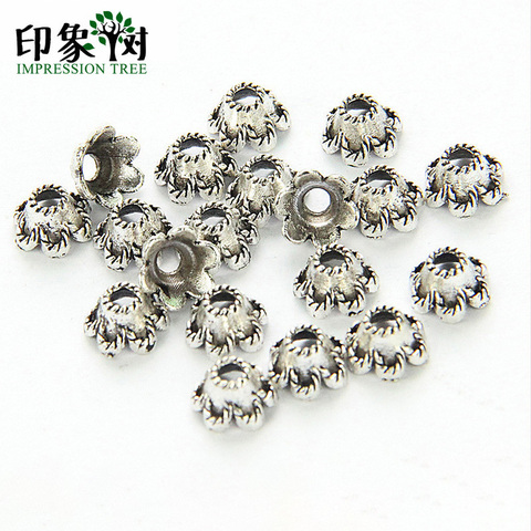 50pcs 6mm Zinc Alloy Silver Flower Star Spacer End Beads Caps Charms For Jewelry Making Bracelet Accessories 851 ► Photo 1/4