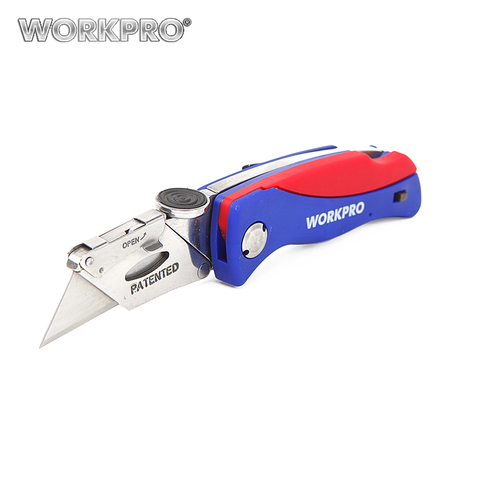 WORKPRO Electrician Folding Knife Pipe Cable Cutter Safety Knife for Security Plastic Handle Knife with 5PC blades ► Photo 1/5