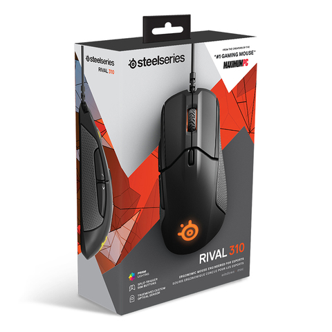 SteelSeries Rival 310 RGB FPS USB Optical Gaming Wired Mouse with 12000 CPI Split-Trigger Buttons CS LOL CF  for  Windows Linux ► Photo 1/6