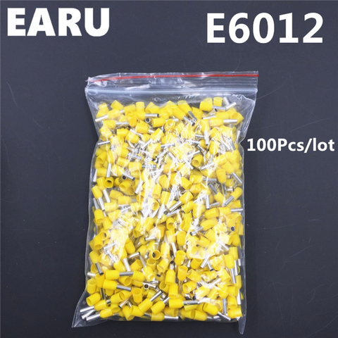 100Pcs E6012 Tube Insulating Insulated Terminal 6MM2 10AWG Cable Wire Connector Insulating Crimp E Black Yellow Blue Red Green ► Photo 1/6