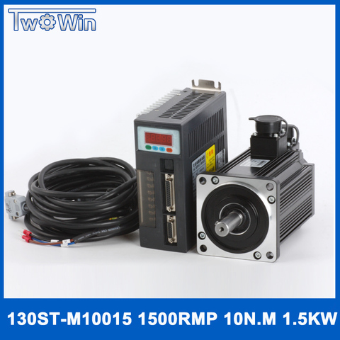 1.5kw 6.0A 10Nm 1500rpm  ac servo motor 130ST-M10015 and servo drive system with cable ► Photo 1/6