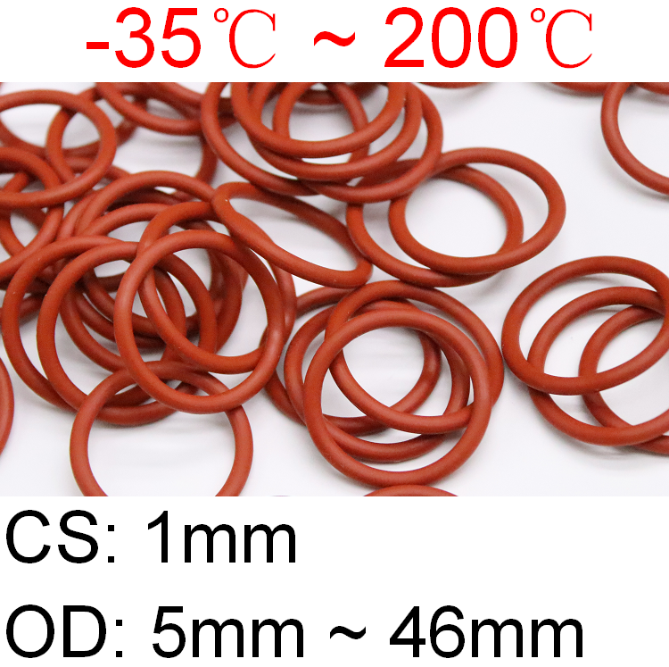 Food Grade Red Silicone Rubber O-Ring Gasket Sealing Washers OD=12~46mm Ø3.5mm 
